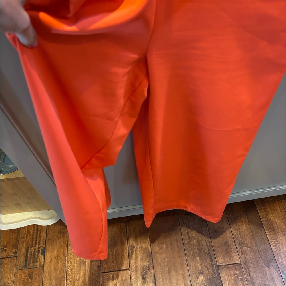 Sam Edelman Womens Sleeveless V Neck Wide Leg Crop Jumpsuit Coral Punch Size 8 - Picture 4 of 7